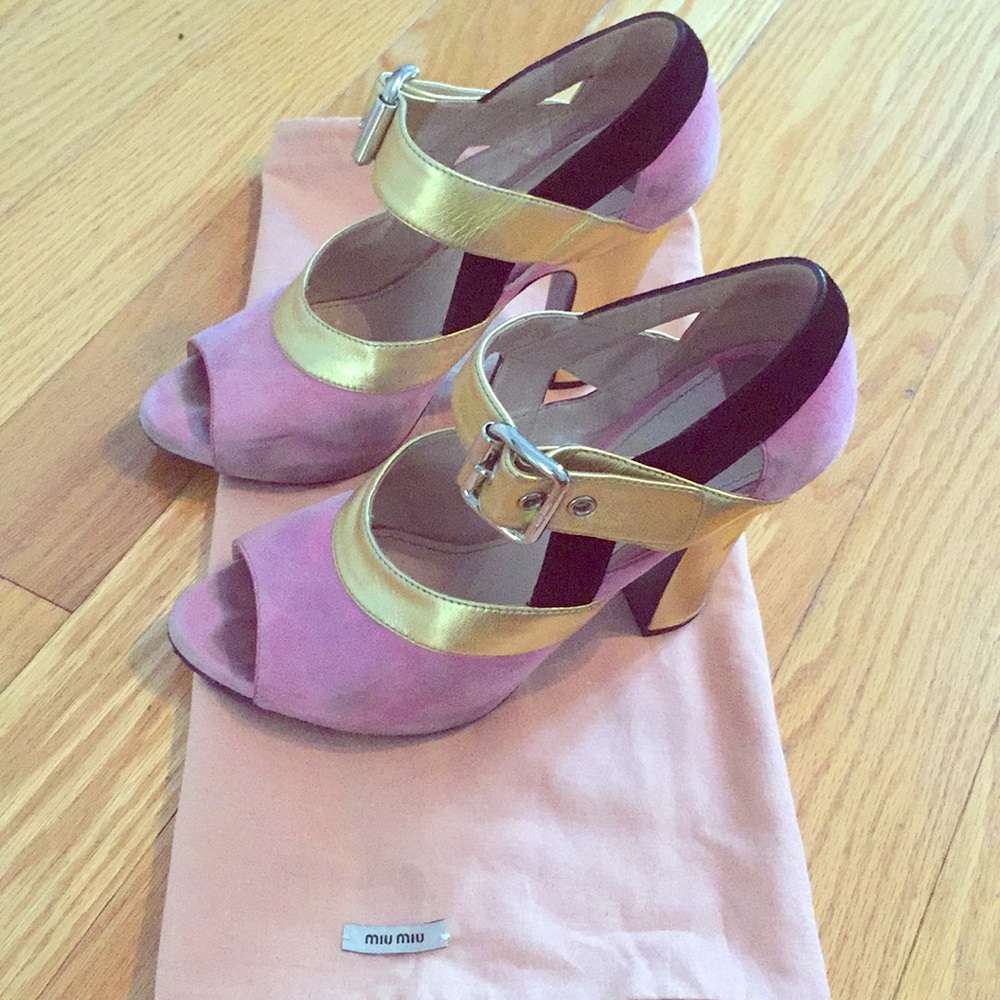 Miu Miu Pink/Gold/Black Heels 38 1/2